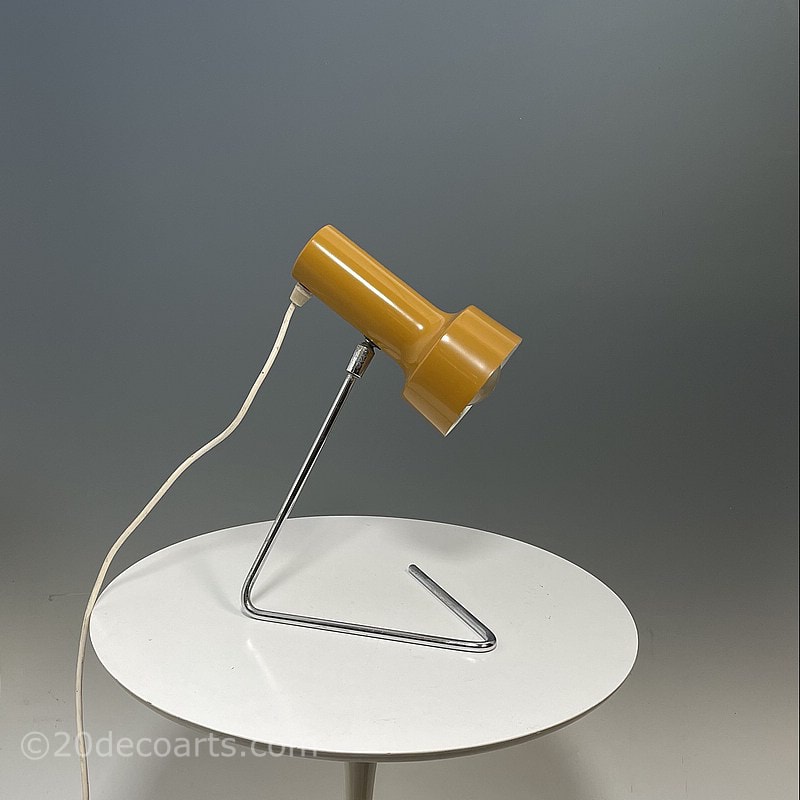 1970’s Adjustable table Lamp, mustard coloured spot light shade on a chromed zig zag base