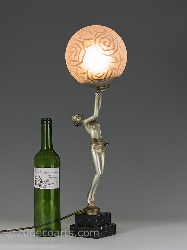 art deco lady lamp  spelter table lamp | 20th Century Decorative Arts