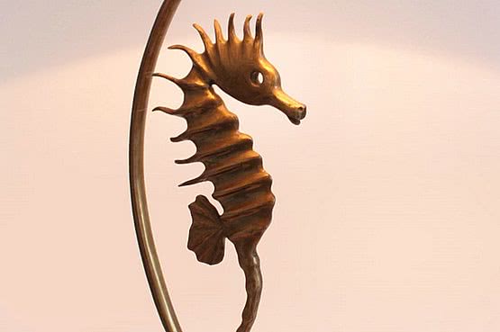 ☑️ french 1950s seahorse bronze lamp
