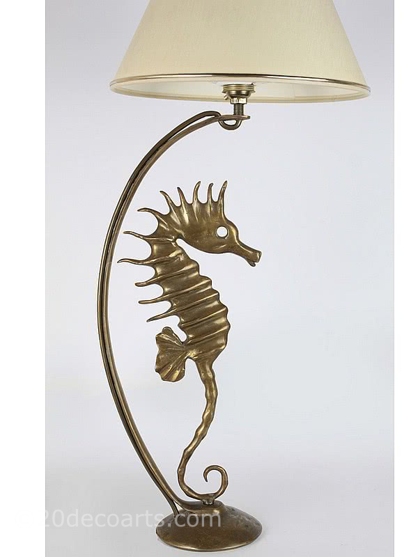  20th Century Decorative Arts |Bronze Seahorse Table Lamp France 1950s