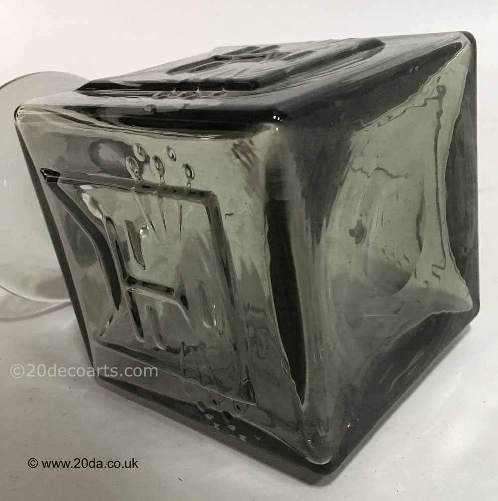  20th Century Decorative Arts |A rare Wiktor Berndt glass vase for Flygfors. c1960's  The four sided vase mould blown with the stylised face of a cat to each side 