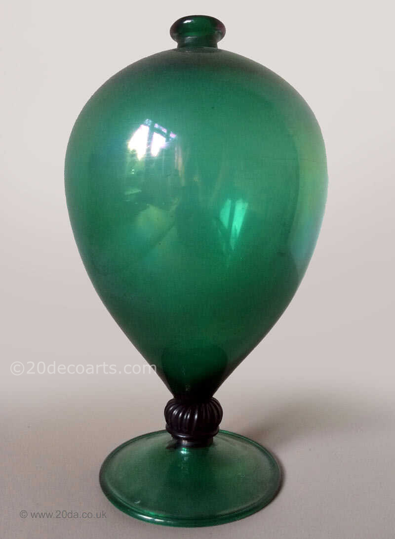  20th Century Decorative Arts |Designed by Vittorio Zucchini c 1921 and produced by VSM Cappelin Venini & C. A rare early production Veronese Vase In finely blown free glass with a subtle Iridato surface