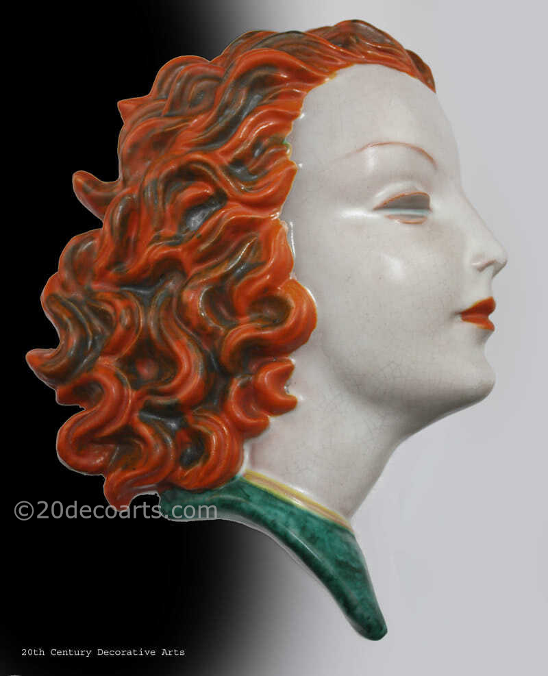  20th Century Decorative Arts |A Goldscheider Art Deco wall mask, Vienna Austria c1936 - depicting a young woman in profile.