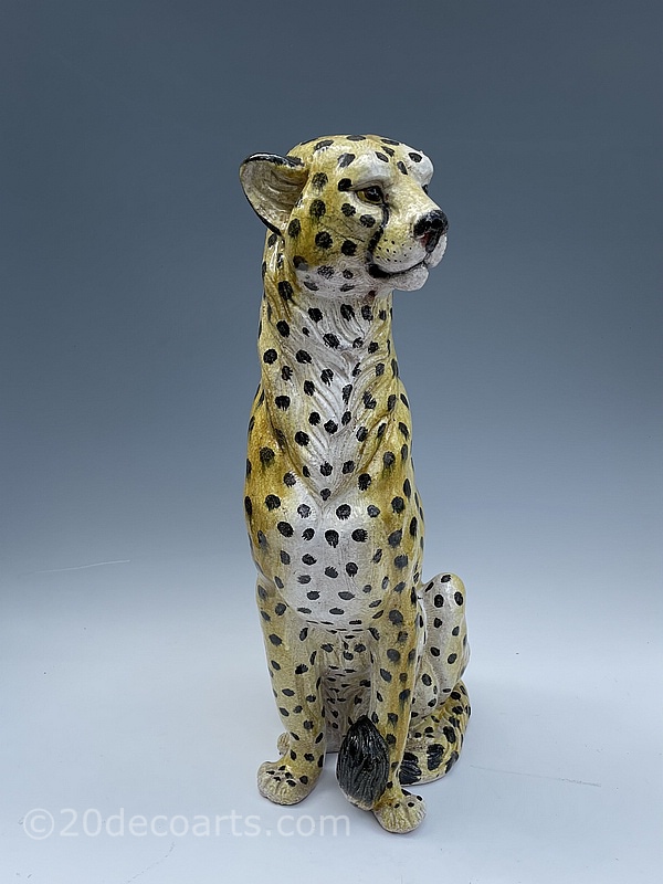 Large Ceramic Cheetah, Made In Italy c1970’s