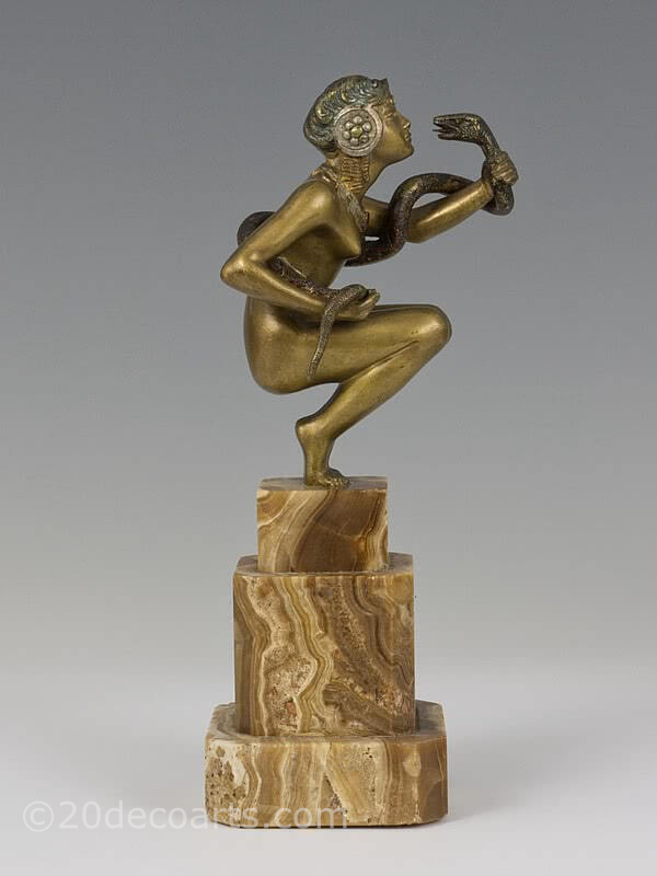  Georges Duvernet Cleopatra, An Art Deco bronze figurine