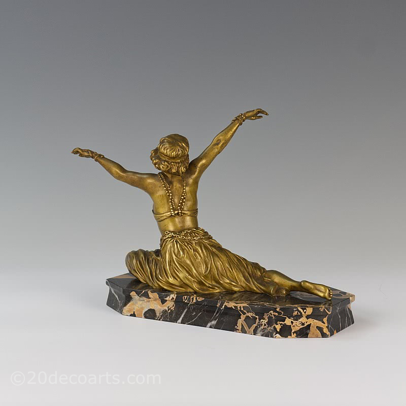 claire colinet theban dancer art deco bronze statue 1925