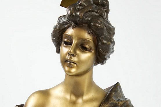 ☑️ 20th Century Decorative Arts |Emmanuel Villanis French Art Nouveau sculpture bust