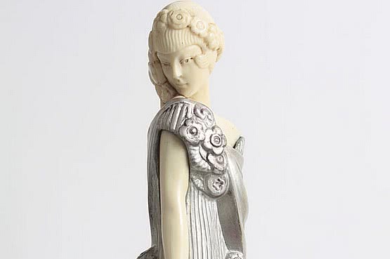 ☑️ 20th Century Decorative Arts |raymonde guerbe art deco bronze figure ivory figure