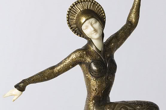 ☑️ 20th Century Decorative Arts | henri molins french art deco bronze ivory statue 1920s 1930s for sale
