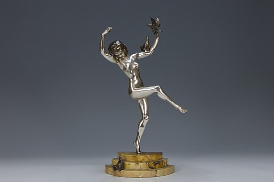 ☑️ 20th Century Decorative Arts |art deco dancing lady figurine by bouraine