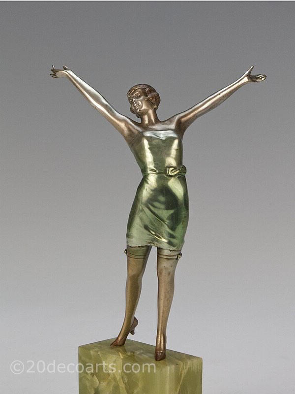 Josef Lorenzl- An Art Deco bronze figure, Vienna 1930, depicting a very stylish  dancer